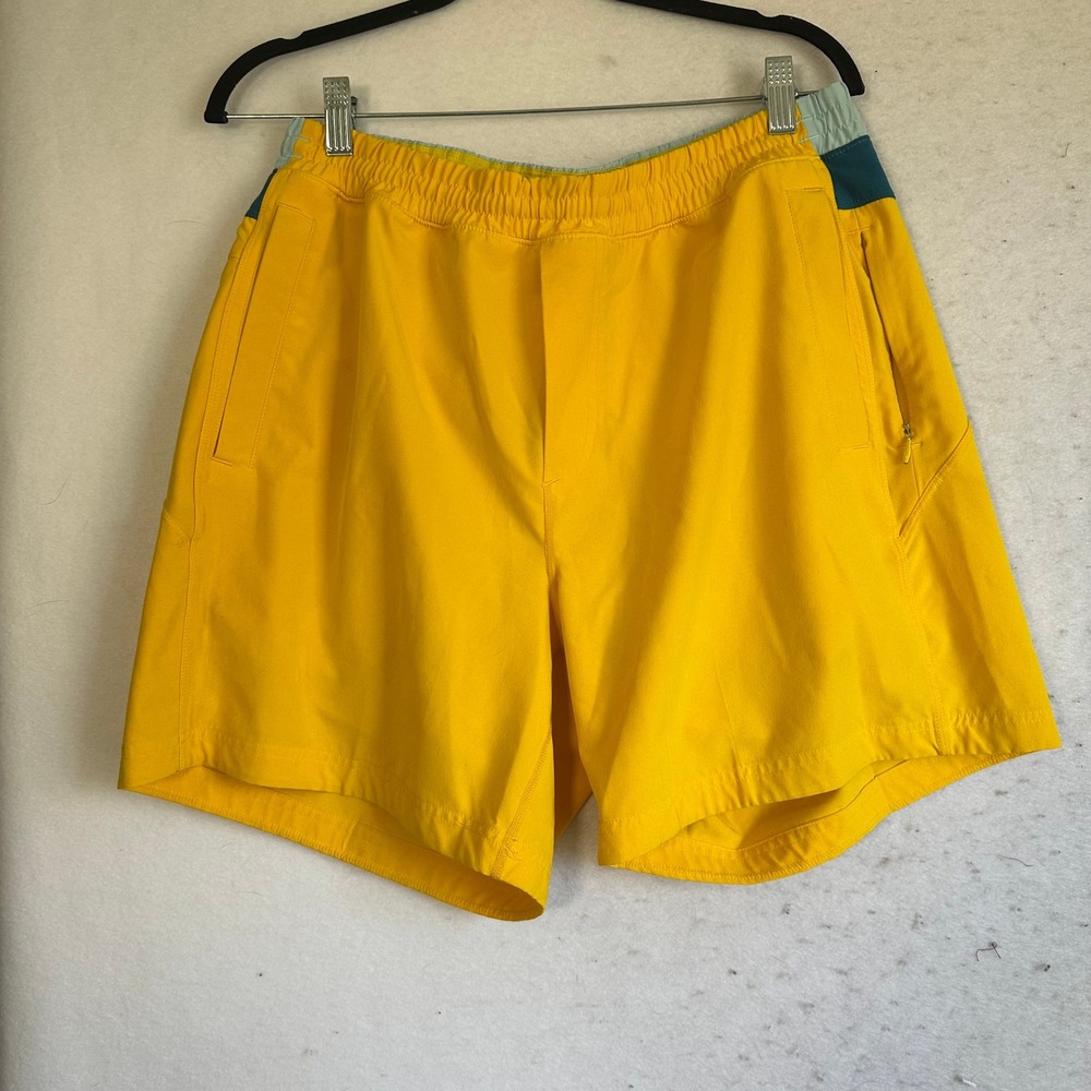 Birddogs Classic Gym Shorts SZ XL Yellow Blue Lined Athletic Training 6in Inseam